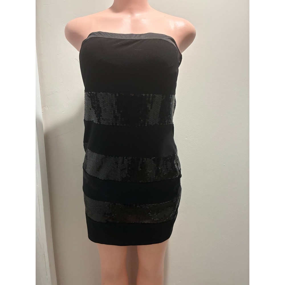 ANA Brand Strapless Dress Women Y2K Sequin Mini Bodycon - Picture 3 of 4